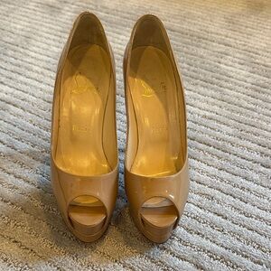 Christian Louboutin Nude Peep-Toe Heels